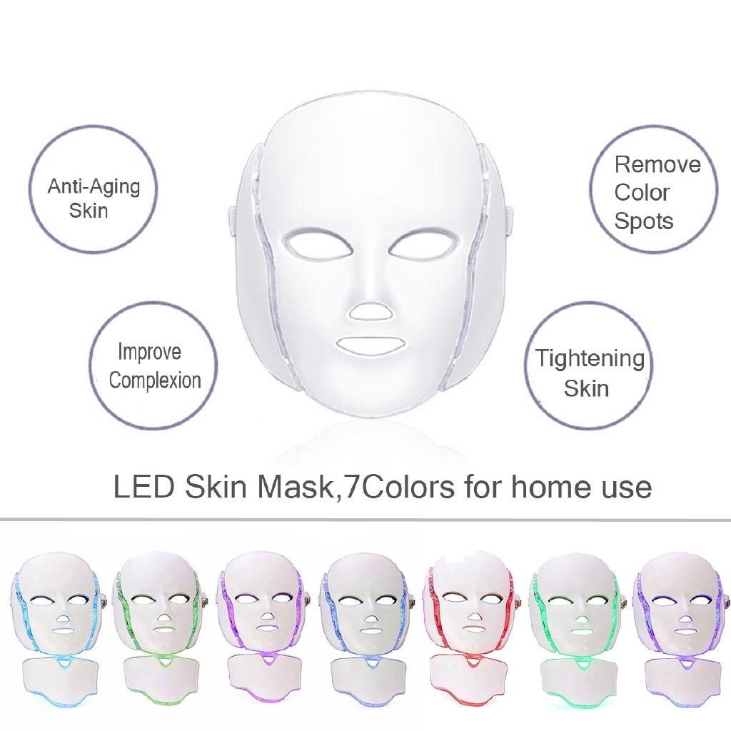 7 Colors LED Light Facial Mask Photon Face Neck Mask Rejuvenation Face Mask Machine Household Beauty Light Therapy