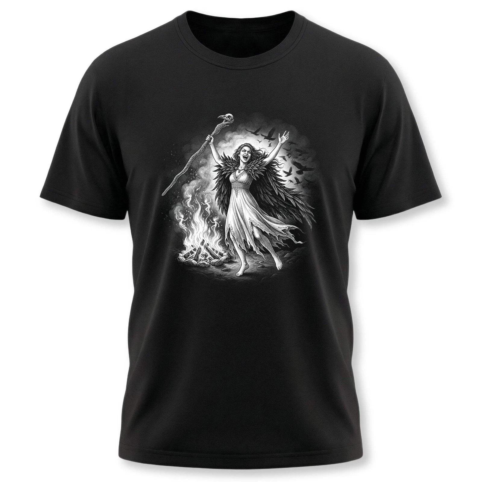 The Morrigan Witch T-Shirt | Celtic Goddess Raven Bonfire Ritual Tee Shirt XL