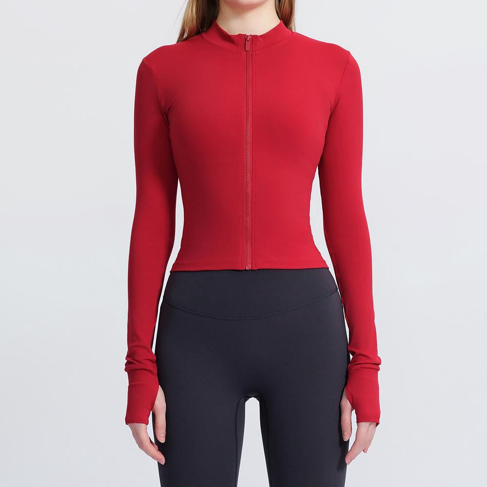 Women's Quick-Dry Yoga Jacket - Breathable, Tight Fit, Long Sleeve Fitness Top