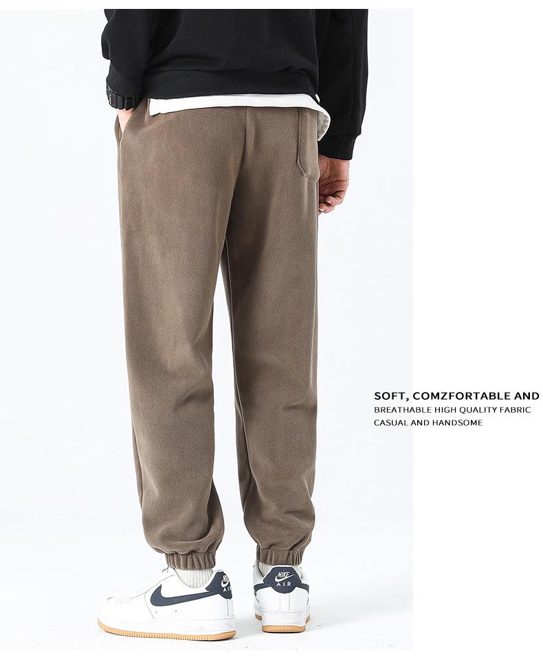 2024 Winter Double-Sided Aoli Velvet Thick Fleece-Lined Cuffed Sweatpants for Men