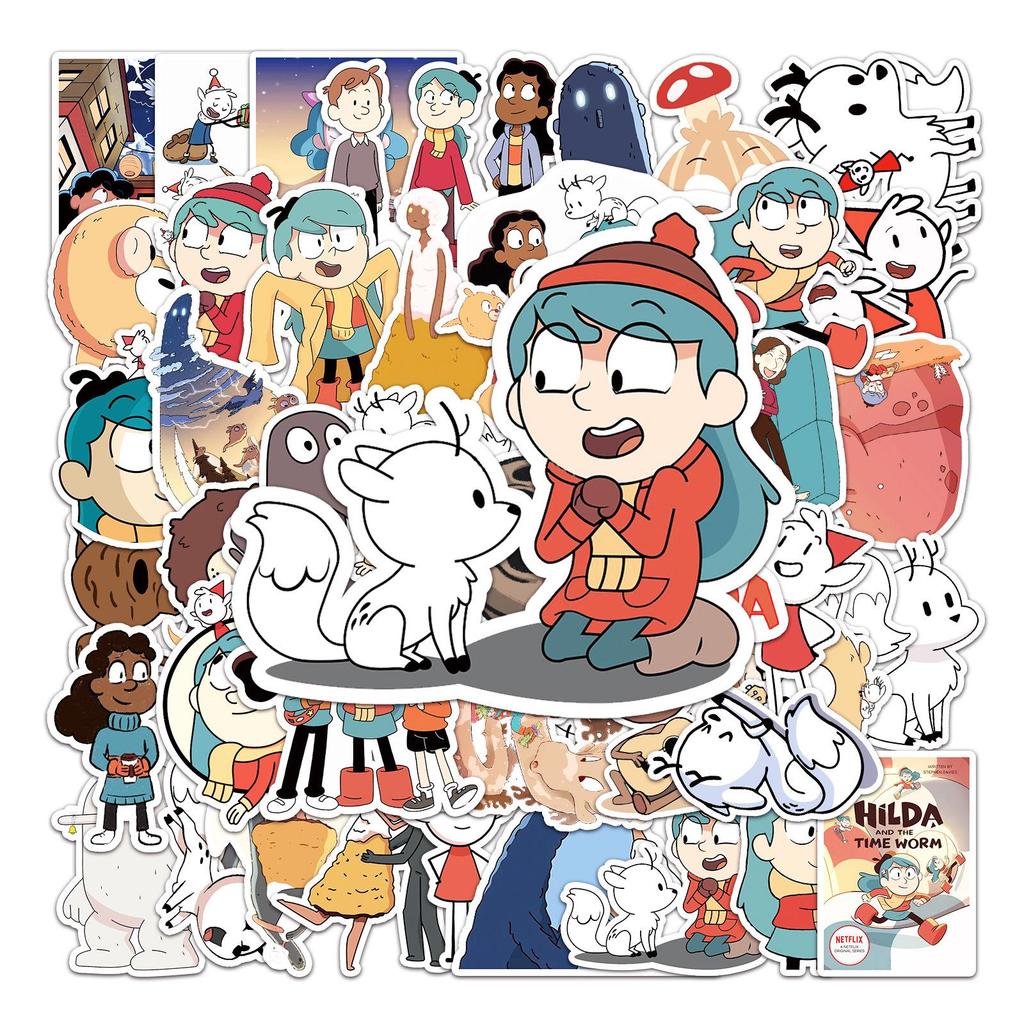 Hilda Girl Animation Stickers: 50-Piece Set for Notebooks, Luggage, and Decor