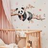 Cute Panda on Peach Tree with Butterfly and Peach Blossoms Wall Stickers, Self-Adhesive Decor for Kids Room Bedroom Dorm Room Decoration
