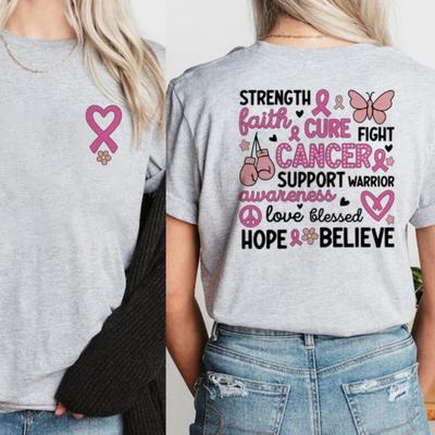 Breast Cancer Awareness Shirt Pink Ribbon Support Tee Fighter Printed Tshirt Survivor Women Summer Tops Women Clothing Gothic