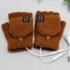 Unisex USB Electric Heating Gloves Knitted Flip Cover Winter Heated Gloves Keep Warm Touch Screen Hands Warmer Outdoor