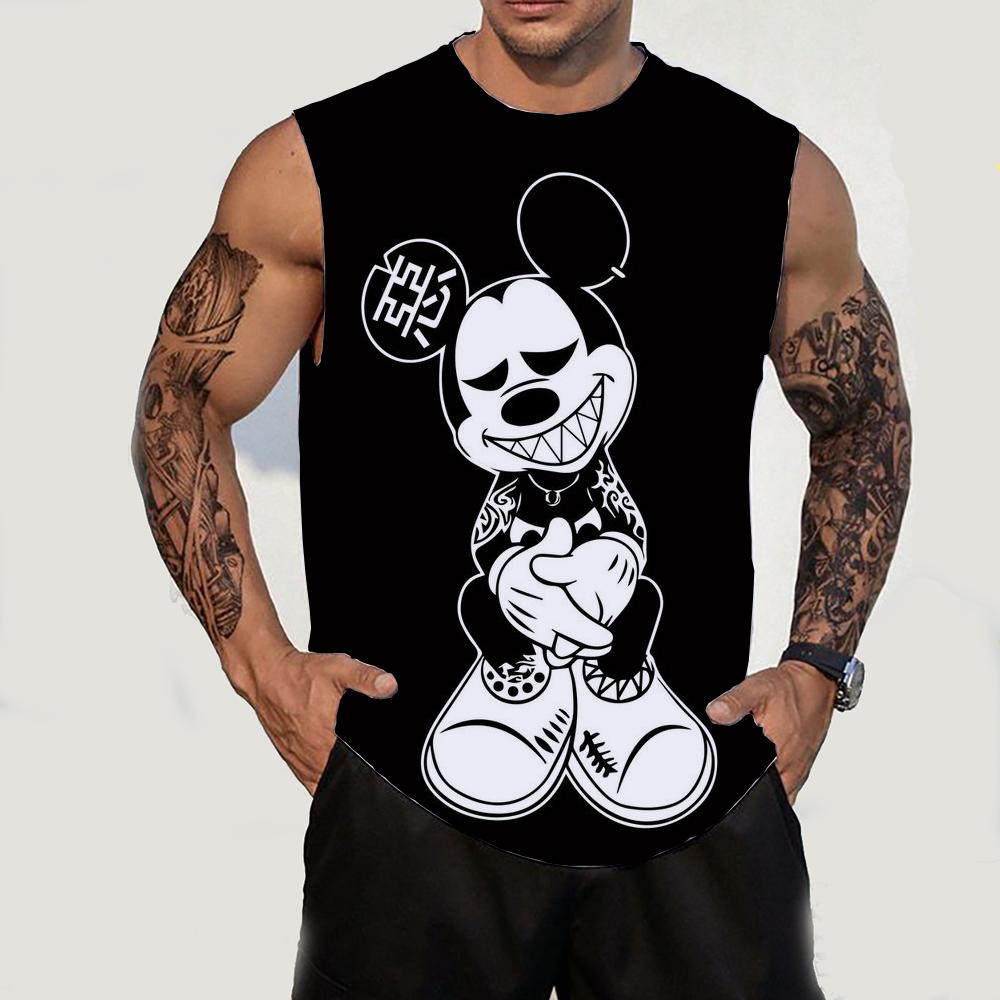 

Disney Mickey Mouse Men s Tank Top O-Neck Tank Top Casual Summer Sleeveless Large T-shirt Top Street Clothing L