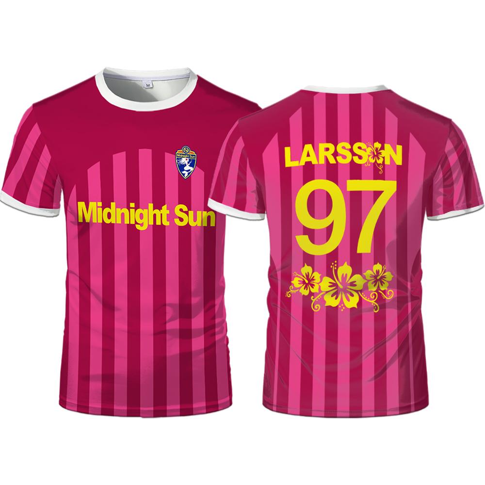 Zara Larsson Midnight Sun Pink Football Jersey Street Trendy Printed Unisex O-Neck T-Shirt Sports Quick-Drying Short-Sleeve Tees
