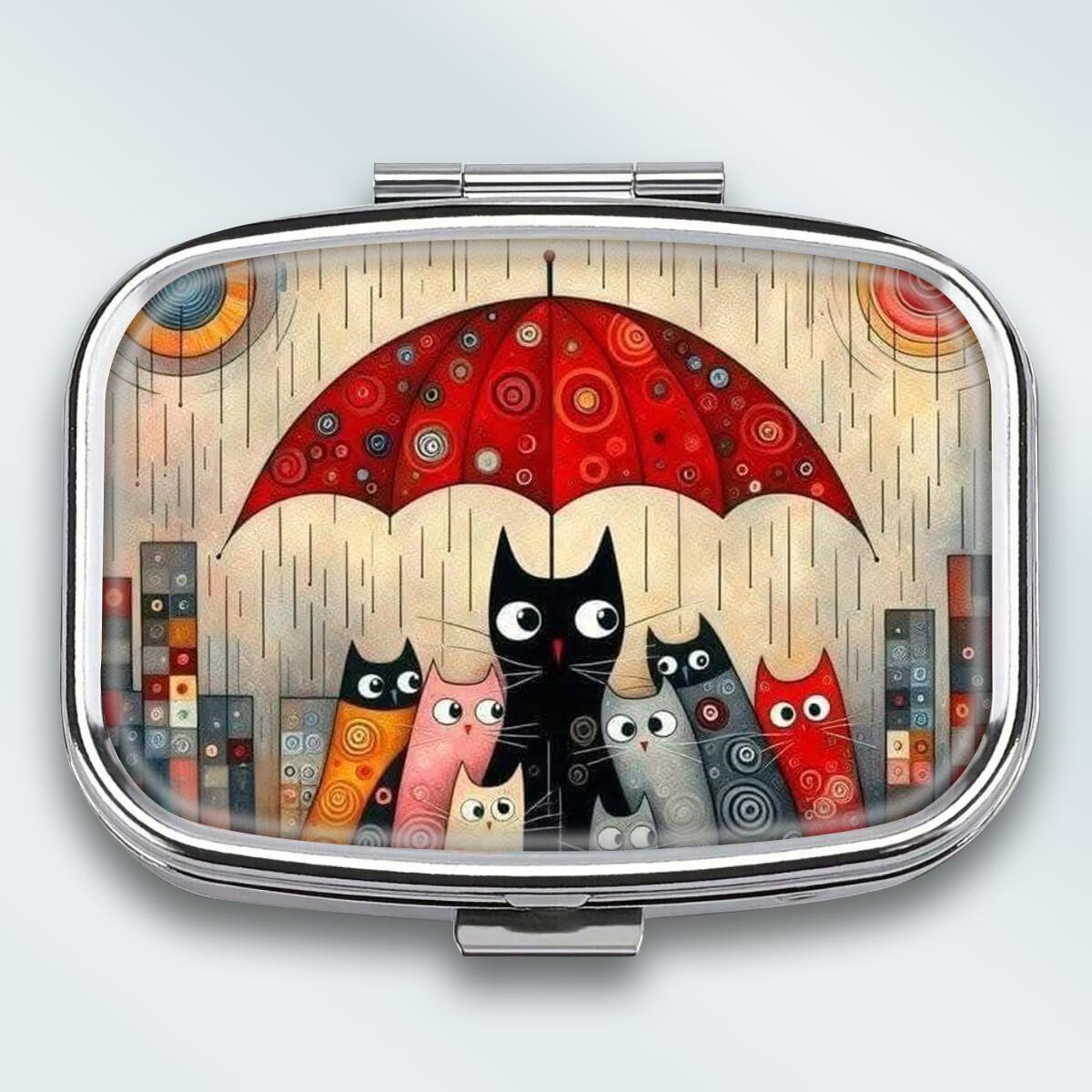 

Portable Pill Box with 2 Compartments, Mini Metal Medicine Organizer Case, Cute Printed Pill Container for Vitamins, Pills, Jewelry, Travel, Daily Use різнокольоровий