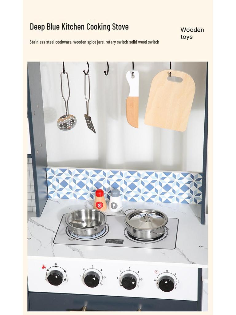 Kids Wooden Play Kitchen Set: Colorful Stove & Cuttable Cooking Toy