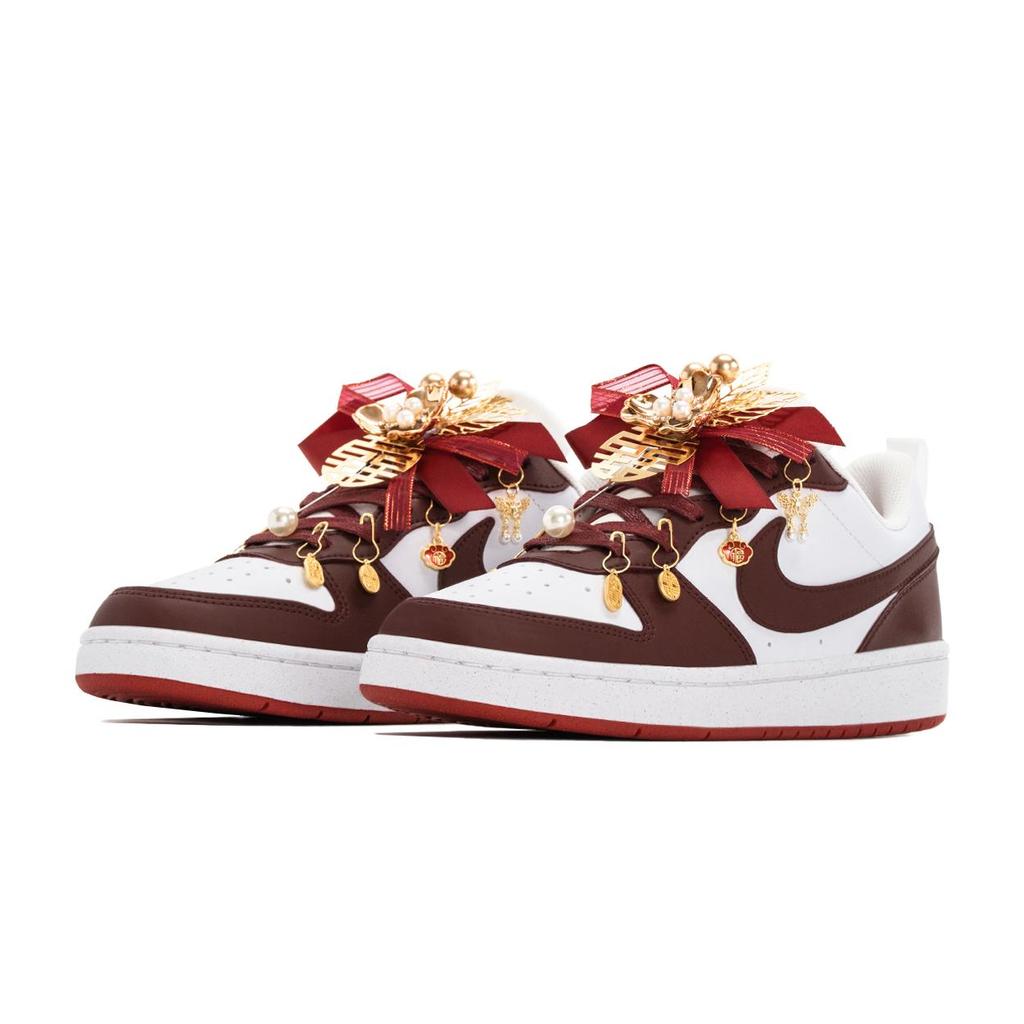Nike Court Borough Wedding Shoes GS Auspicious Dragon And Phoenix Slip Resistant Abrasion Resistant Low top DV5456-137(TeamA-)