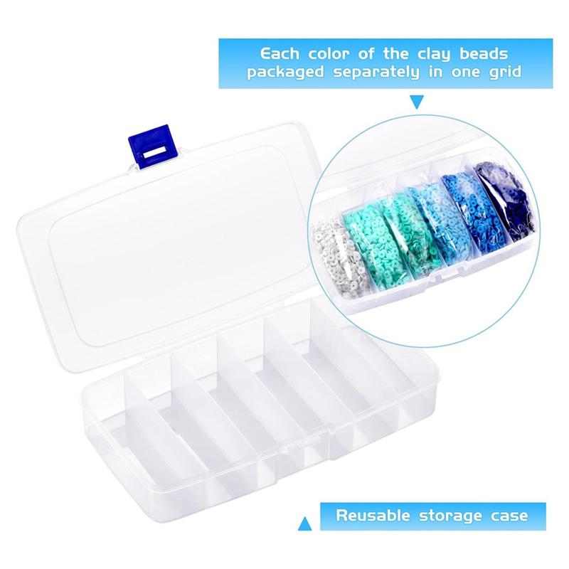 ABBY-6000 Pcs Clay Beads For Bracelets Making,Polymer Clay Beads, Flat Round Disc Clay Beads For Jewelry Making 6Mm,Blue Durable