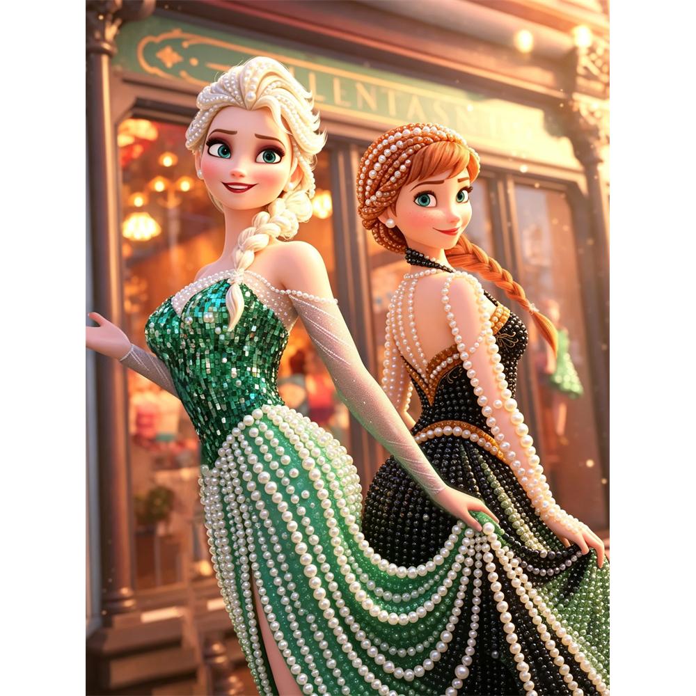 

Disney Pearl Painting Frozen Anna and ElsaPearlDress DIY Pearl Painting Gemstone Art Pearl Dot Painting Picture Crafts Adult Beginner Gifts Home Decor 30x40