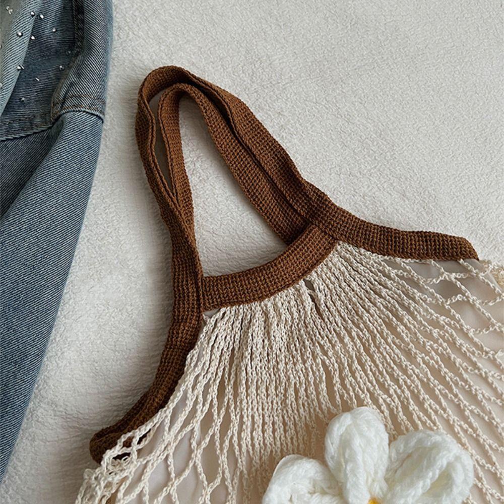 Summer Hollow Out Weave Bag Flower Beach Handbag Leisure Woven Handbag  Picnic