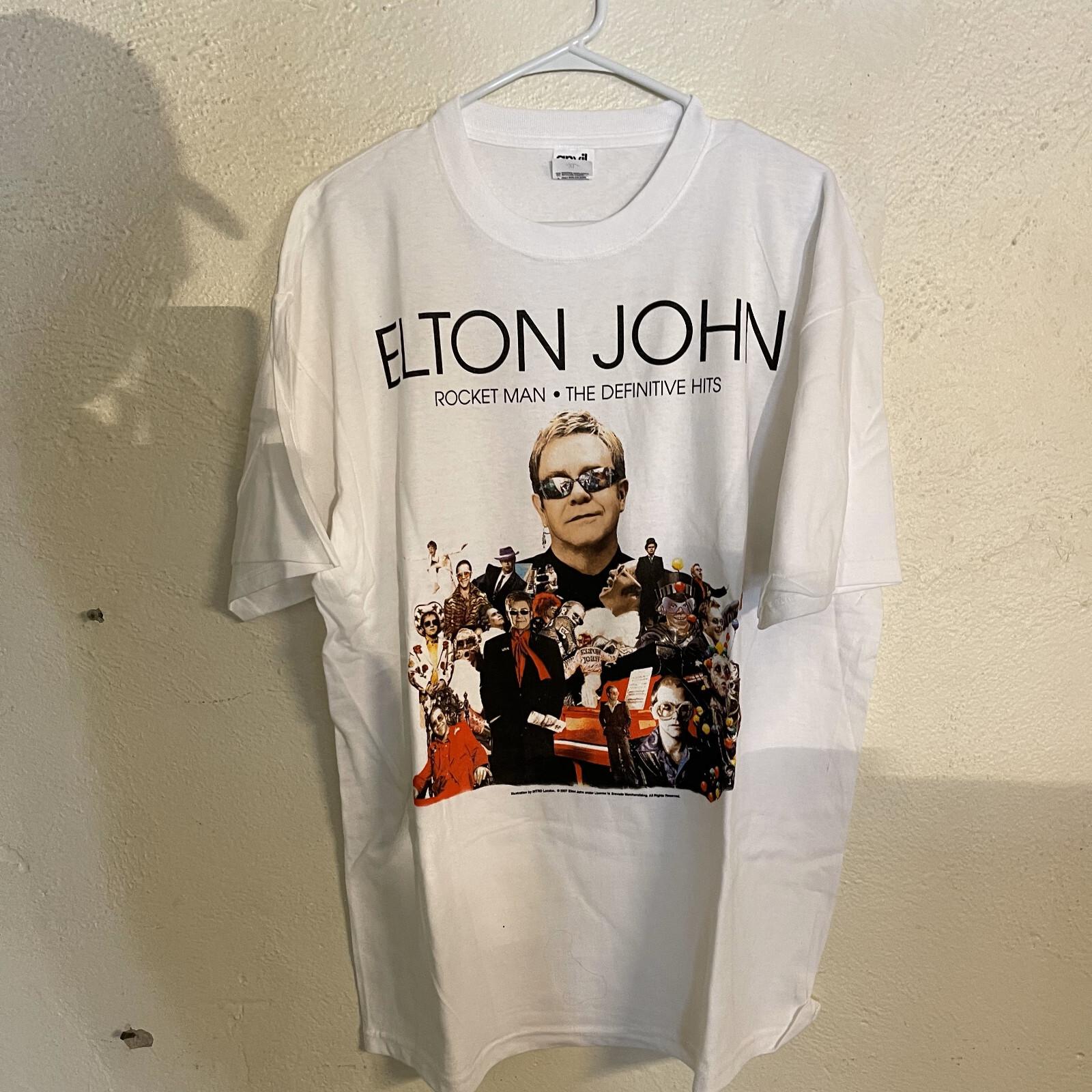 Band T-Shirt - ELTON JOHN - ROCKET MAN - White - XXL 2XL M