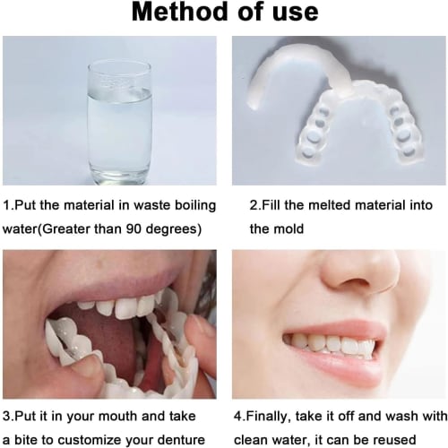 Two Pairs of Dentures, Silicone False Teeth, DIY Temporary Denture Adhesive, Easy To Use Upper and Lower Dentures, Men's and Women's Adhesive, Instant