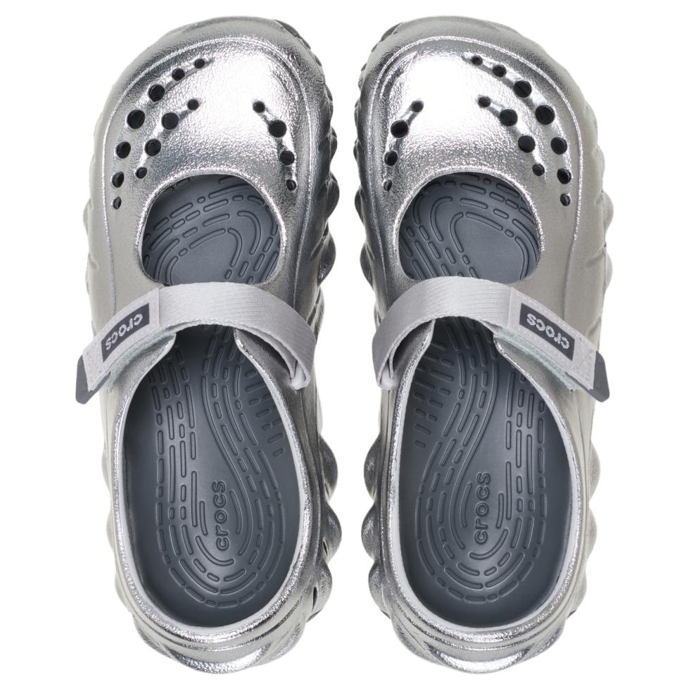 Crocs Echo Mary Jane Comfortable Versatile Fashion Clogs Women Clogs Silver 214110-1FS