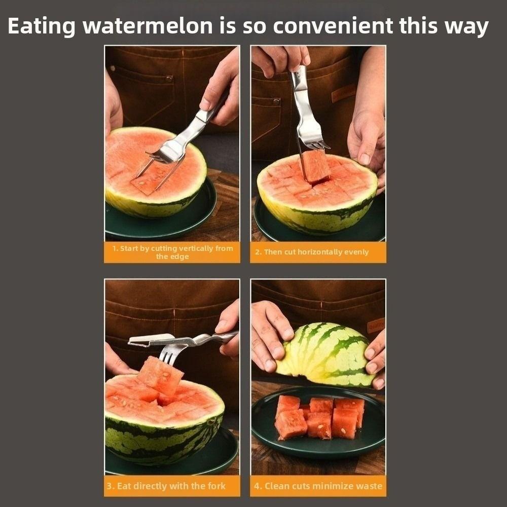 Rust-proof Watermelon Fork Cutter Stainless Steel Fruit Digging Tool Watermelon Cube Cutter Summer