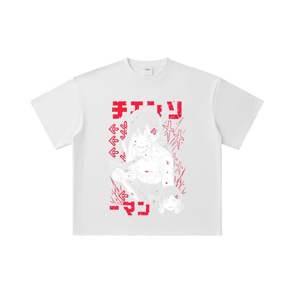 260 GSM Double Yarn 32 Count 100% Cotton Chainsaw Man V14 Kobeni Print Unisex Heavy Cotton T Shirt