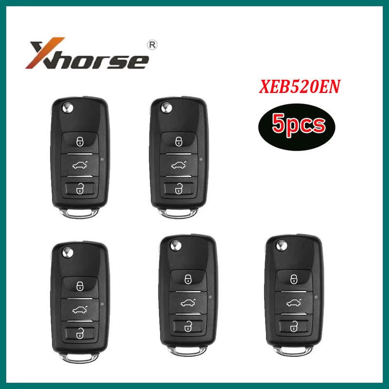 5pcs Xhorse XEB520EN upgrade of XEB510EN B5 with XT27B Super Chip 3 Buttons Remote Key for Volkswagen Car Keys for VVDI Key Tool 5pcs