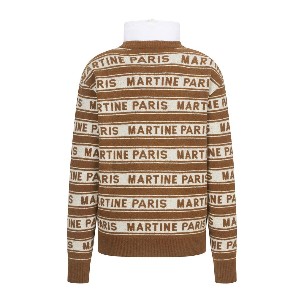 MARTINE GOLF Logo Jacquard Padding Sweater_Brown