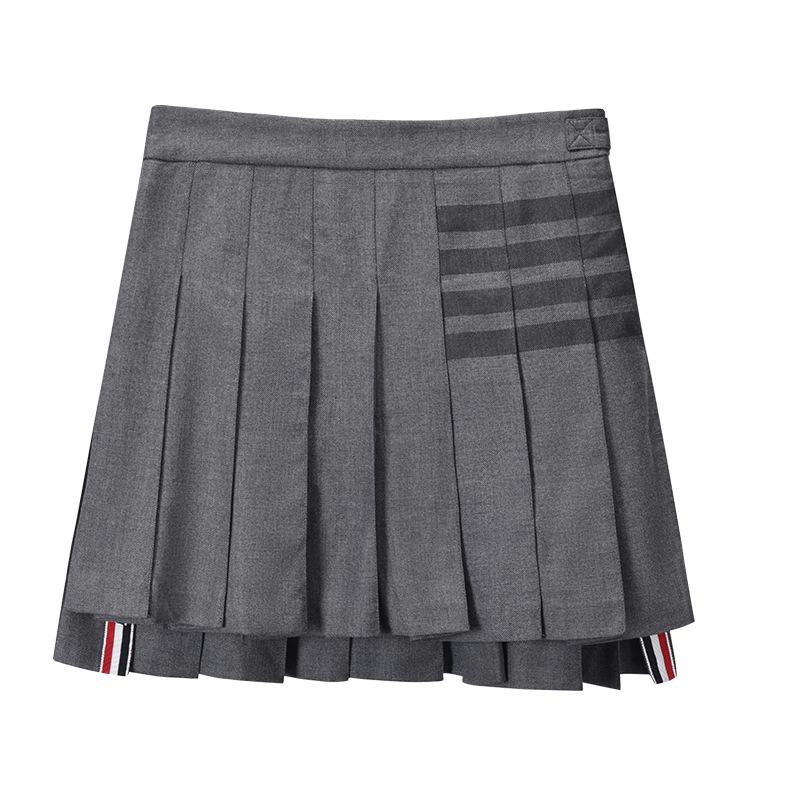 

TB Browin A-line Summer Wool Skirt - Yarn-Dyed Striped Short Skirt L