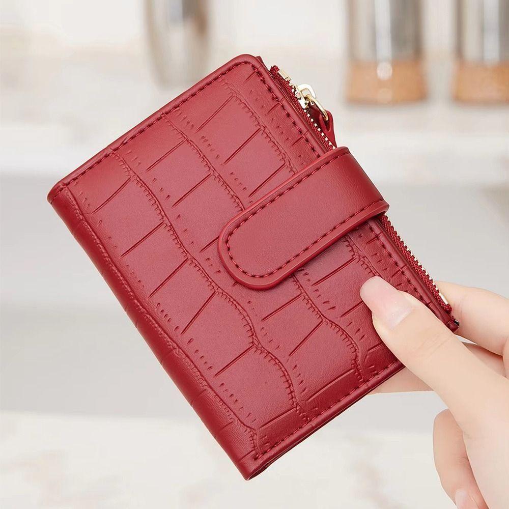 Korean Style Short Wallet Alligator Pattern Women's Wallet Ins Double Fold Wallet  Girl