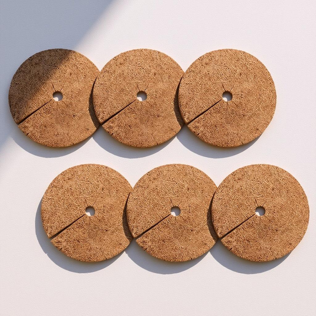 6Pcs Natural Coconut Fiber Flowerpot Liner Mat Thick Breathable Coir Mulch Ring for Plants Spider Plant Succulents Garden