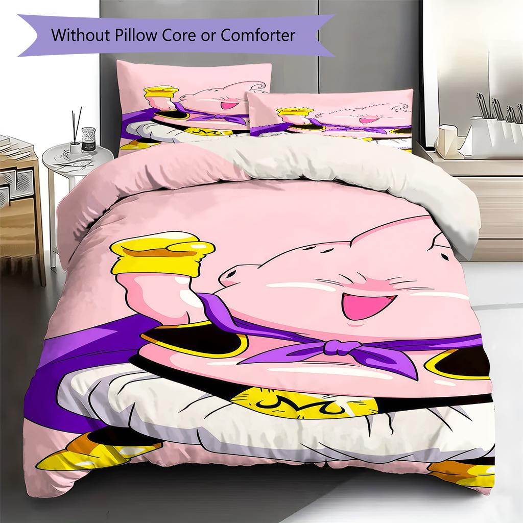 Majin Buu Pattern Bedding,Quilt Set Quilt Cover Pillowcase Home Birthday Gift (1 * Duvet Cover + 2 * Pillowcase, Without Core)