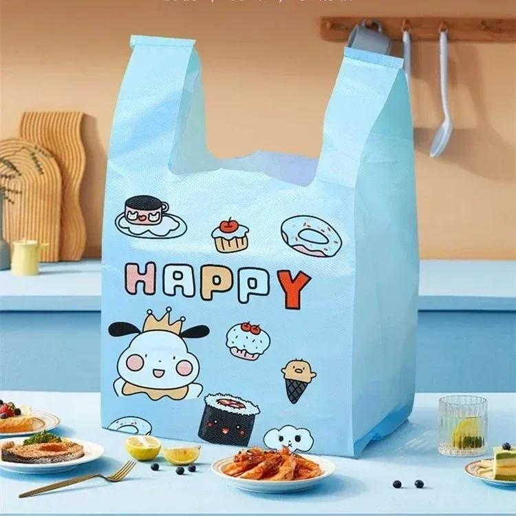 Handheld Plastic Bag Pink Cartoon Rabbit Pattern Shopping Mall Shopping Packing Bag Food Dessert Biscuit Packing Handle Bags