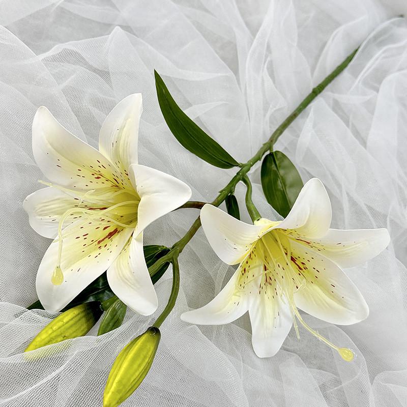 Luxury Artificial Lily 2head Florals With Delicate Craftsmanship For Home Decoration And Wedding Settings