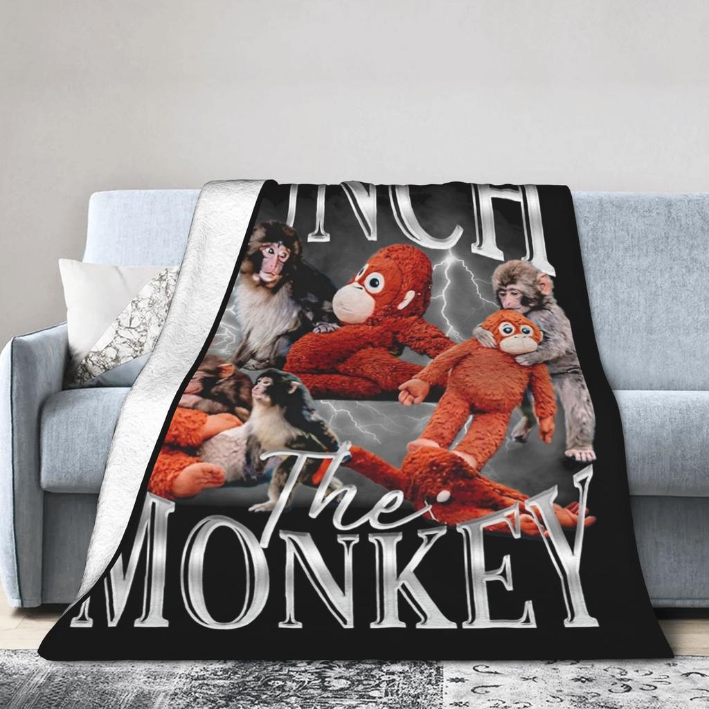 Punch Baby Monkey Holding Plush Toy Blankets Fleece Summer Multifunction Super Warm Throw Blanket for Bedding Plush Thin Quilt