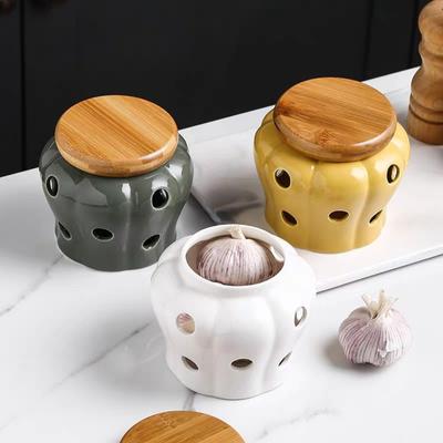 Ceramic Kitchen Storage Jar Pumpkin Shape Ventilation Ventilation Storage Tank with Lid Dried Chili Pepper Candle Lampshade