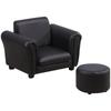 Toddler Chair Single Seater Kids Sofa Set, 54 x 42 x 41cm, Kids Sofa with Stool, Black