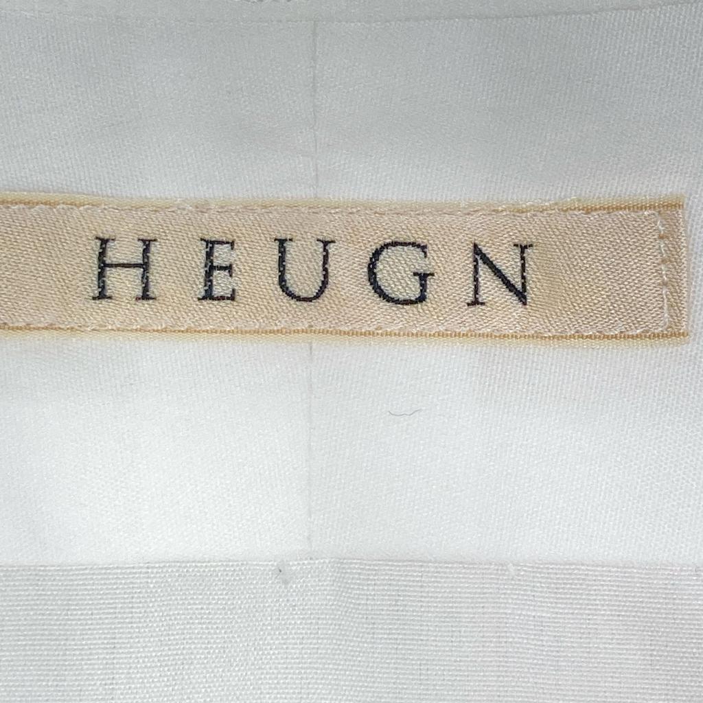 HEUGN SHIRT003 White Rob Cotton Poplin Band Collar Shirt Tops 2 whiteUsed