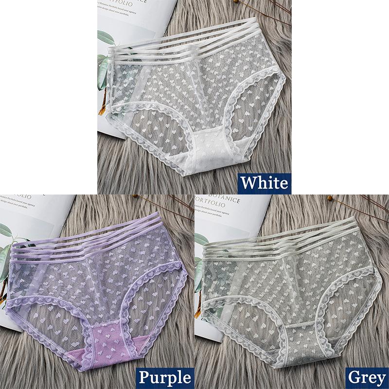3pcs Sexy Lace Transparent Panties for Women Underwear Fashion Panty Lingerie Breathable Hollow Out Briefs Female Underwear