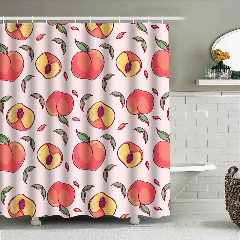 Pink Peach Print Shower Curtain Creative Bathroom Decor For Girls Bathrooms Modern Home Decoration 72X84 Inches