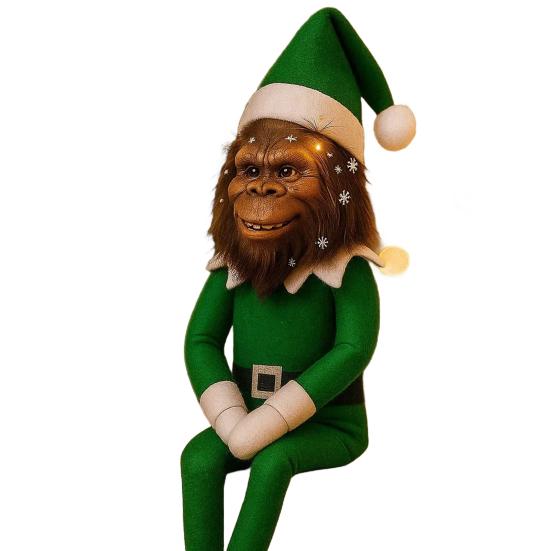 

Christmas Sitting Big Foot Doll Fabric Elf Toy Long Leg Monkey Sitting Posture Ornament for Bookshelf Table Decor