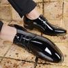 New Men's Business Casual Leather Shoes Spring Patent Leather Pointed Leather Shoes Wedding Party Plus Size Leather Shoes