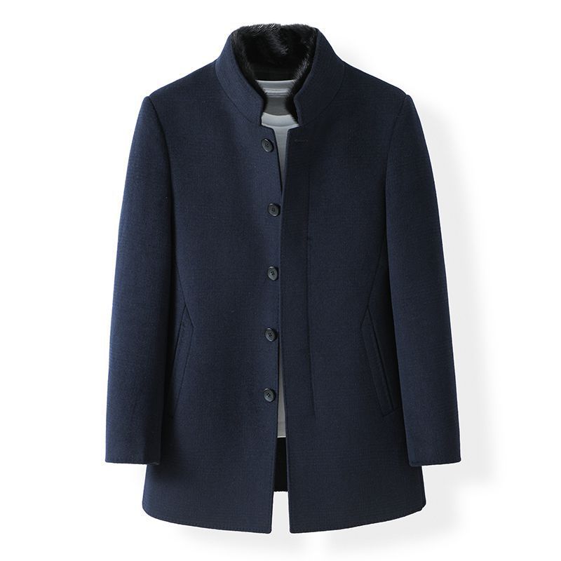 Winter Wool Cashmere Coat Men's New Casual Woolen Thickened Mid-length Woolen Coat for Men