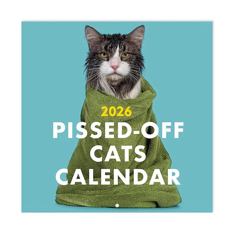 2026 Pissed-off Cats Wall Calendar Living Room Bedroom Hanging Decoration Grid Cats Color Inside Pages Monthly Planner