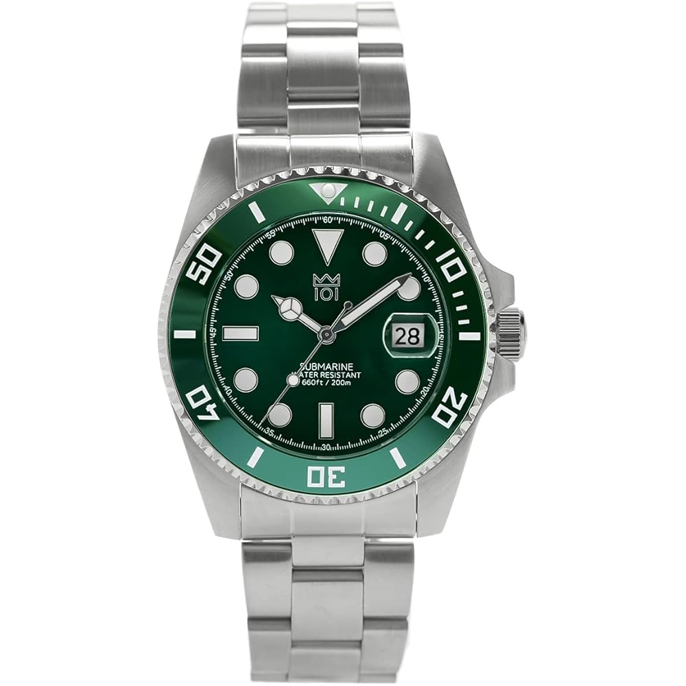 Hyakuichi 101 Diver s Watch 20 ATM Water Resistant Ceramic Bezel Green