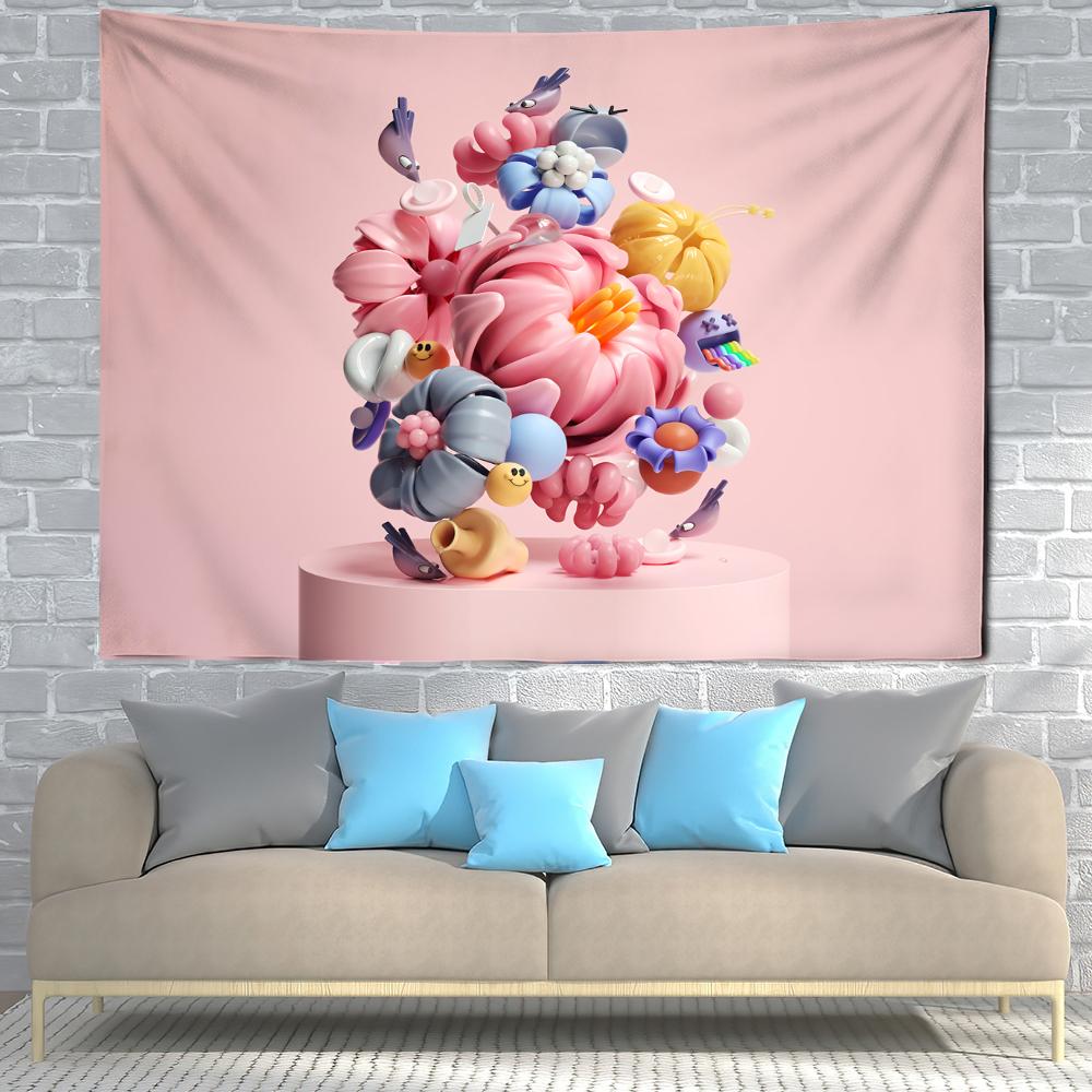 Fresh and Cute Cartoon Tapestry Background Cloth Wall Hanging Beach Mat Room Aesthetic Decoration Home Decoration Children Gift