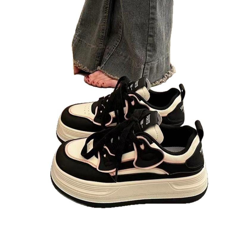 Fashion School Women Student Casual Shoes Autumn Lace-up Platform Woman's Skateboard Shoes Outdoor Wear-resistant Flats Sneakers Korean