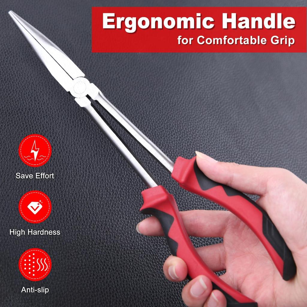 LEONTOOL Sada 3 dlouhých kleští s dlouhými čelistmi Rovné zahnuté hroty Zahnuté kleště na rádio Zahnuté kleště na rádio Tenké vroubkované kleště na rádio s dlouhým dosahem Dlouhé hroty