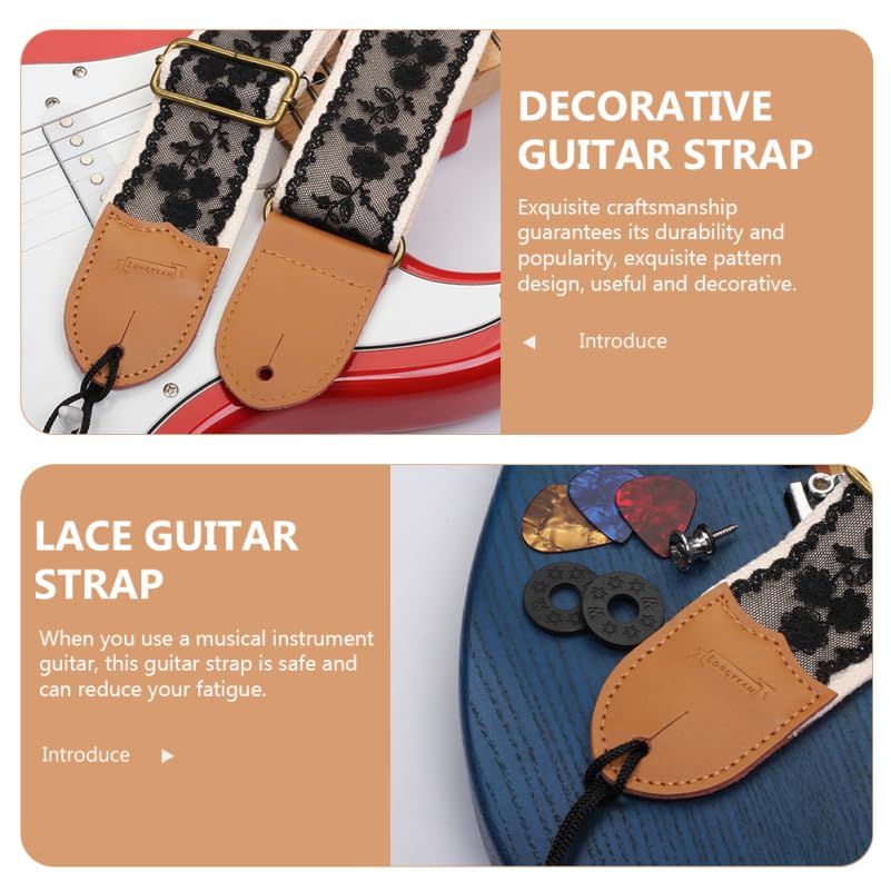 LIFKOME 1 Set Adjustable Lace Kit Strap for Electric Replacement Acoustic Guitar Adjustable Strap Set Accessories for Bass Guitar Guitar, Strap,