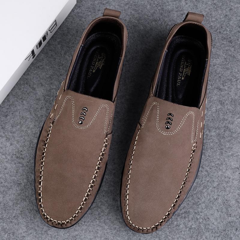 Genuine Leather Men Casual Shoes Luxury Brand Soft Mens Loafers Handmade Moccasins Comfy Slip On Driving Shoes Outdoor Walk Flat