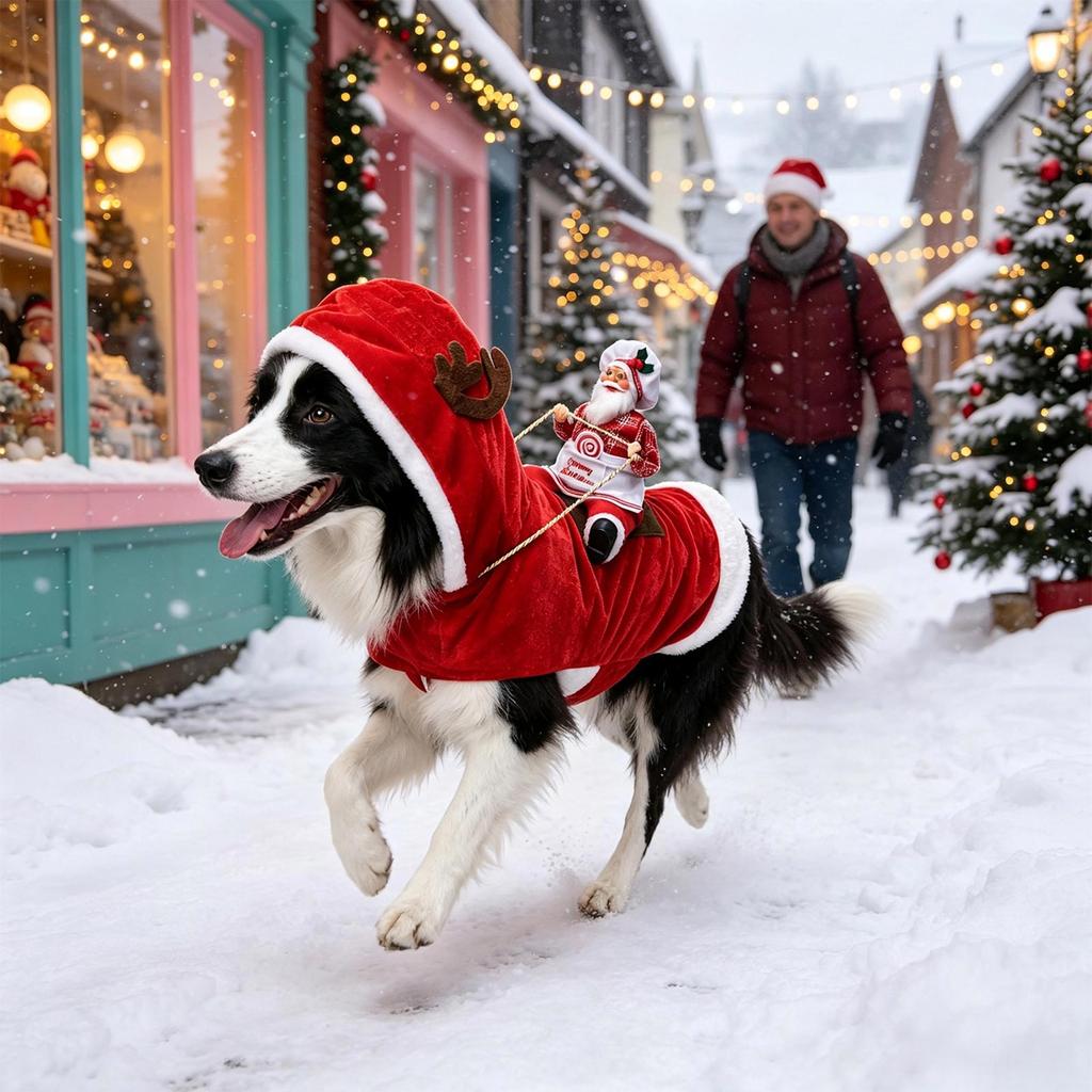 Funny Pet Christmas Horse Riding Costume for Dogs and Cats Holiday Party Outfit