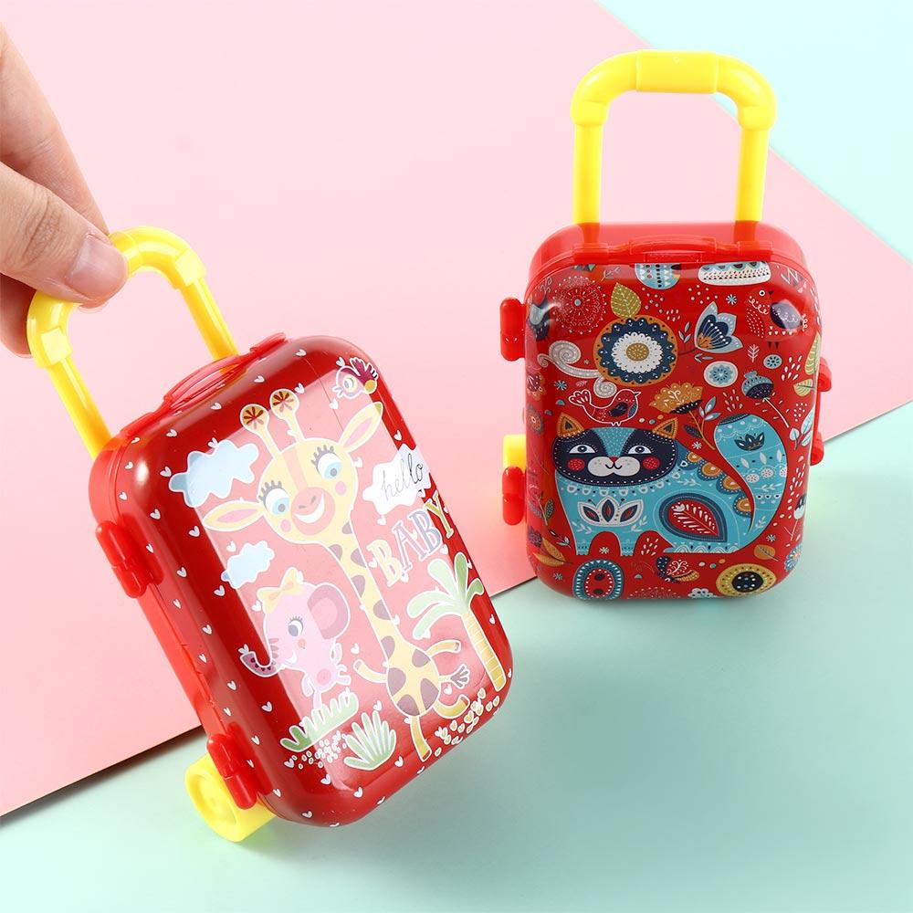 Mini Mini Trolley Case Modell Djurmönster Resväska Djur Resväska Leksak Plåt Färgtryck Tecknad Spargris Barn