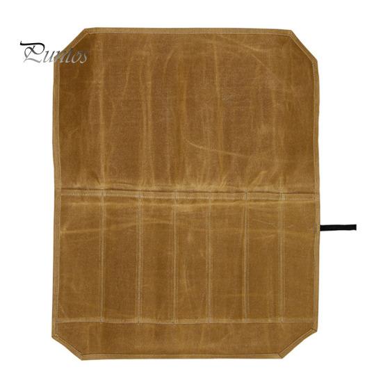 

Сумка для ножей шеф-повара в рулонах, вощеный холщовый чехол для столовых приборов, чехол для инструментов с ремешком, устойчивый к царапинам, удобный в переноске органайзер для кухонных ножей хаки