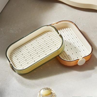 Grande boîte égouttoir à double couche, Porte-savon ménager, Support de savon pour comptoir de salle de bain, Étagère de rangement pour salle de bain