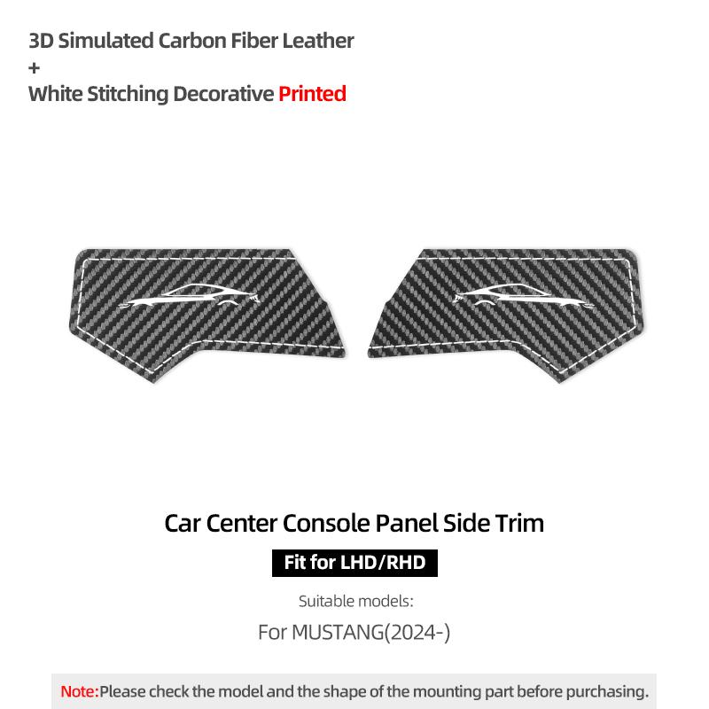 Betterhumz For Ford Mustang 2024- Make of Alcantara Center Console Dashboard Side trument Trim Sticker Car Interior Accessory Carbon Leather